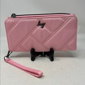 LUG Arabesque Ultra X Zip RFID Wallet Clutch Zip Around Pink Quilted NWOT